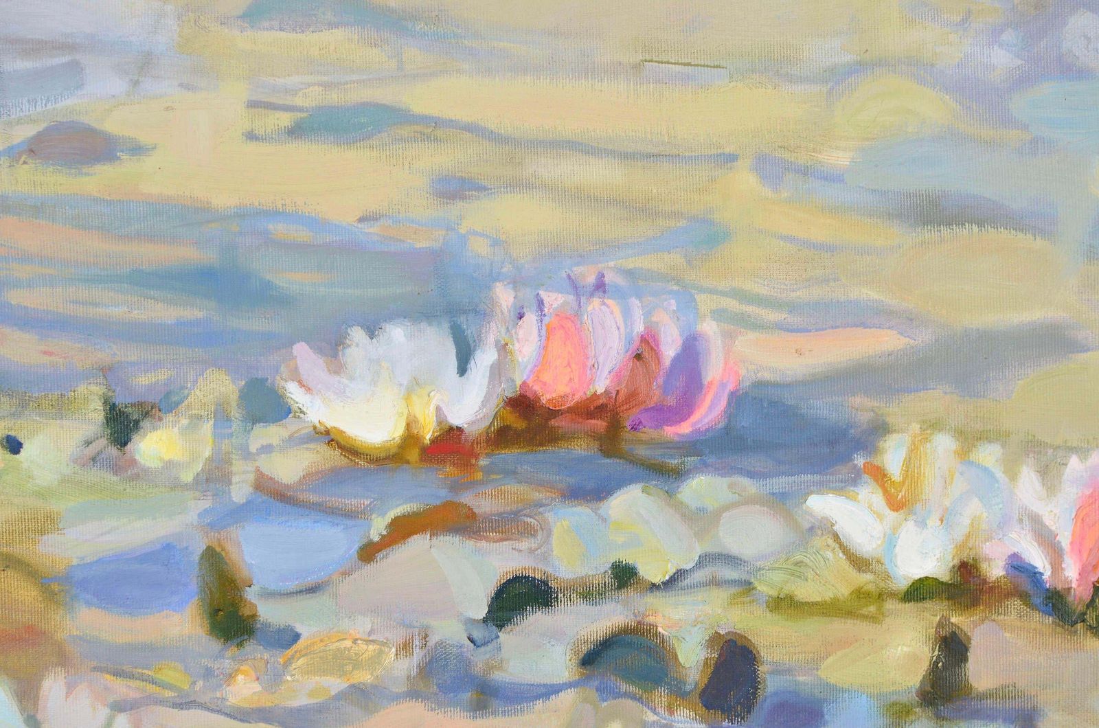 Valery Bayda Water Lillies. 2019. Painting By Valery Bayda. Oil On Canvas. 65x100 Cm. Signed2019 photo for sale