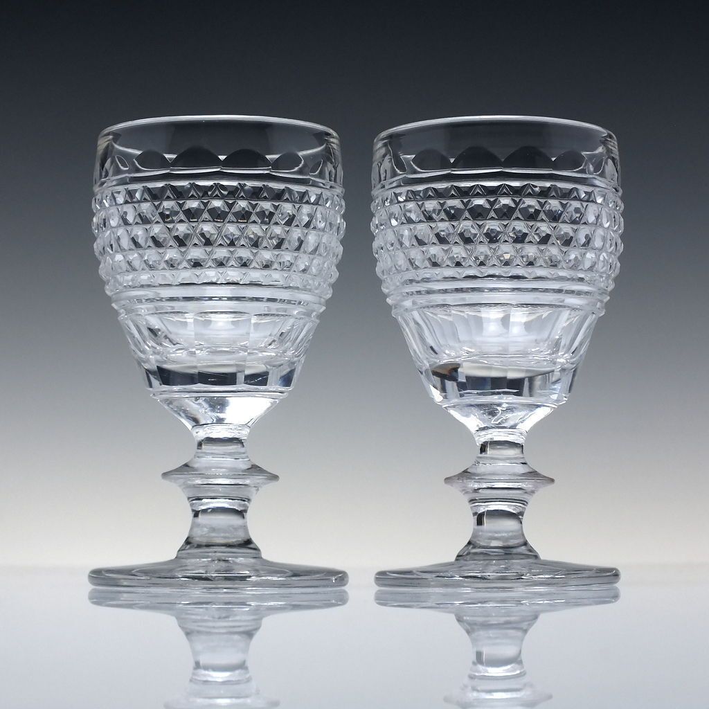 Pair Of Georgian Anglo Irish Cut Port Wine Glasses C1820 photo for sale