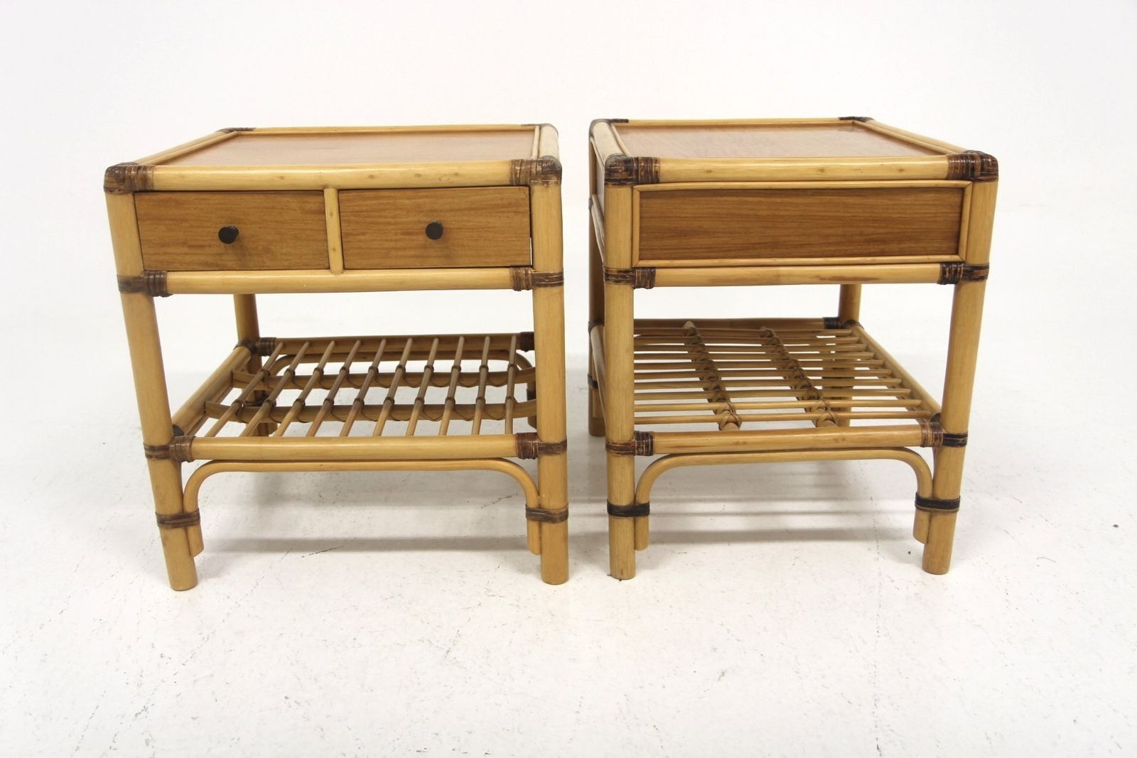 Rattan Bedside Tables By Kenneth Bergenblad For Dux, Sweden, 1960s, Set Of 2 photo Furniture