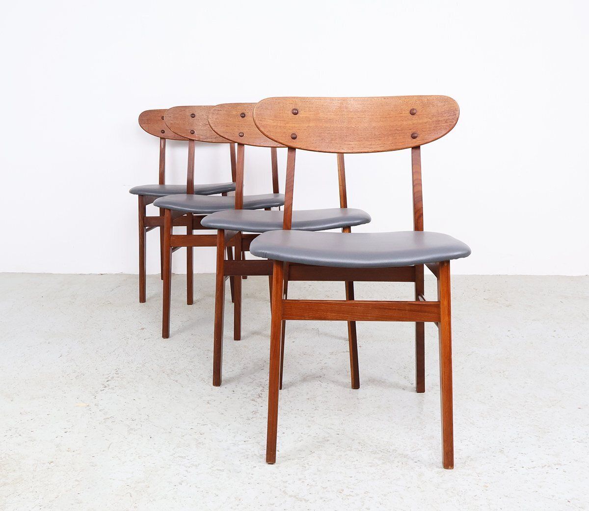 Teak Chairs With Grey Faux Leather From Farstrup Møbler, 1960s, Set Of 4 photo furniture