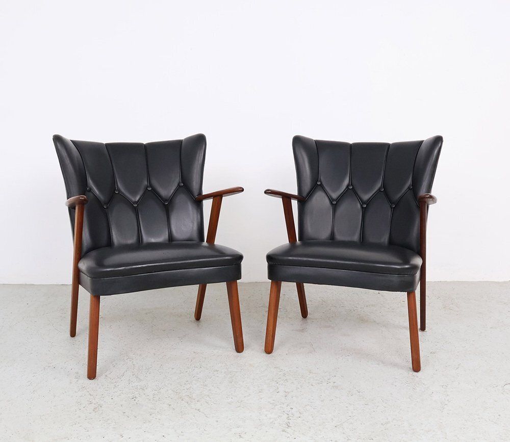 Danish Chairs In Teak And Faux Leather From Erhardsen & Andersen, 1960s, Set Of 2 photo furniture