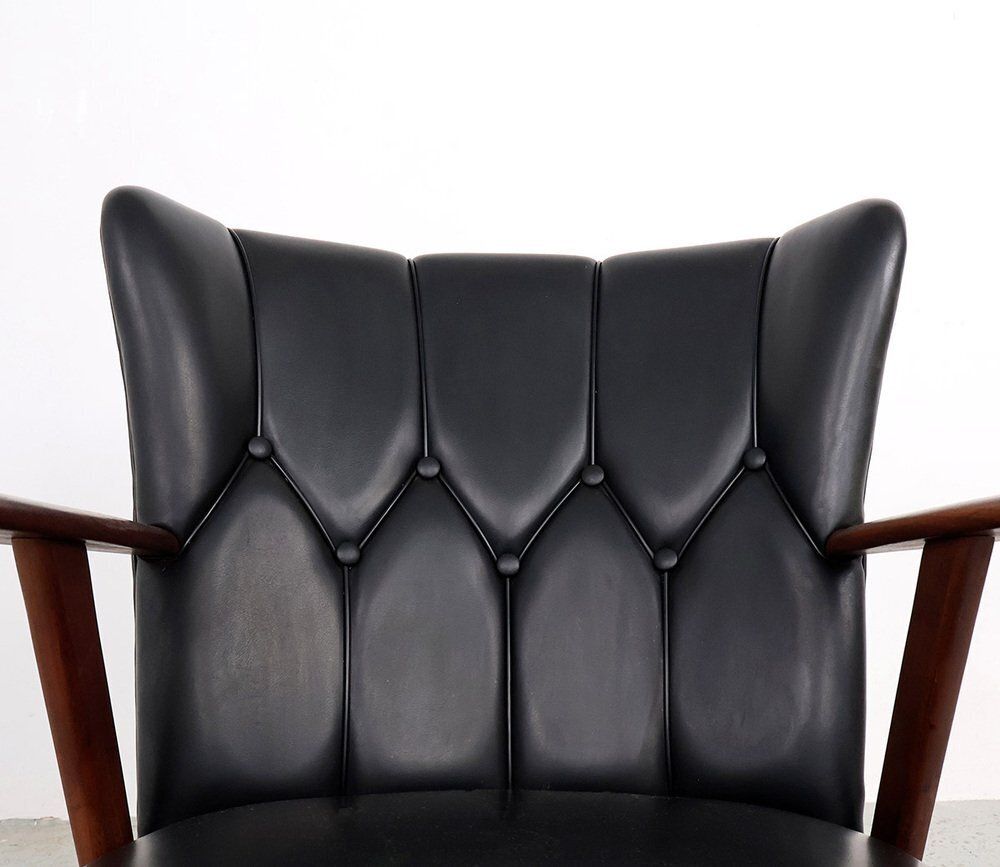 1828.0 Danish Chairs In Teak And Faux Leather From Erhardsen & Andersen, 1960s, Set Of 2 photo