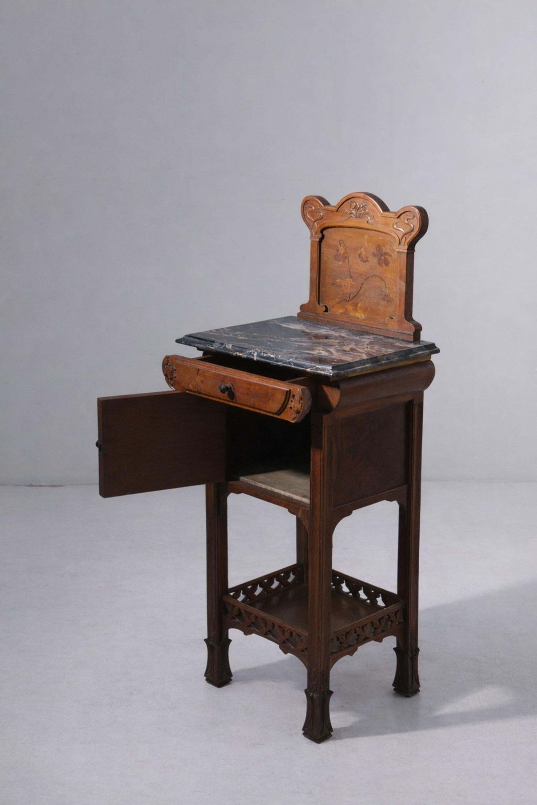 Pair Of Art Nouveau Bedside Tables By Vittorio Valabrega With Marble Shelves photo vinterior