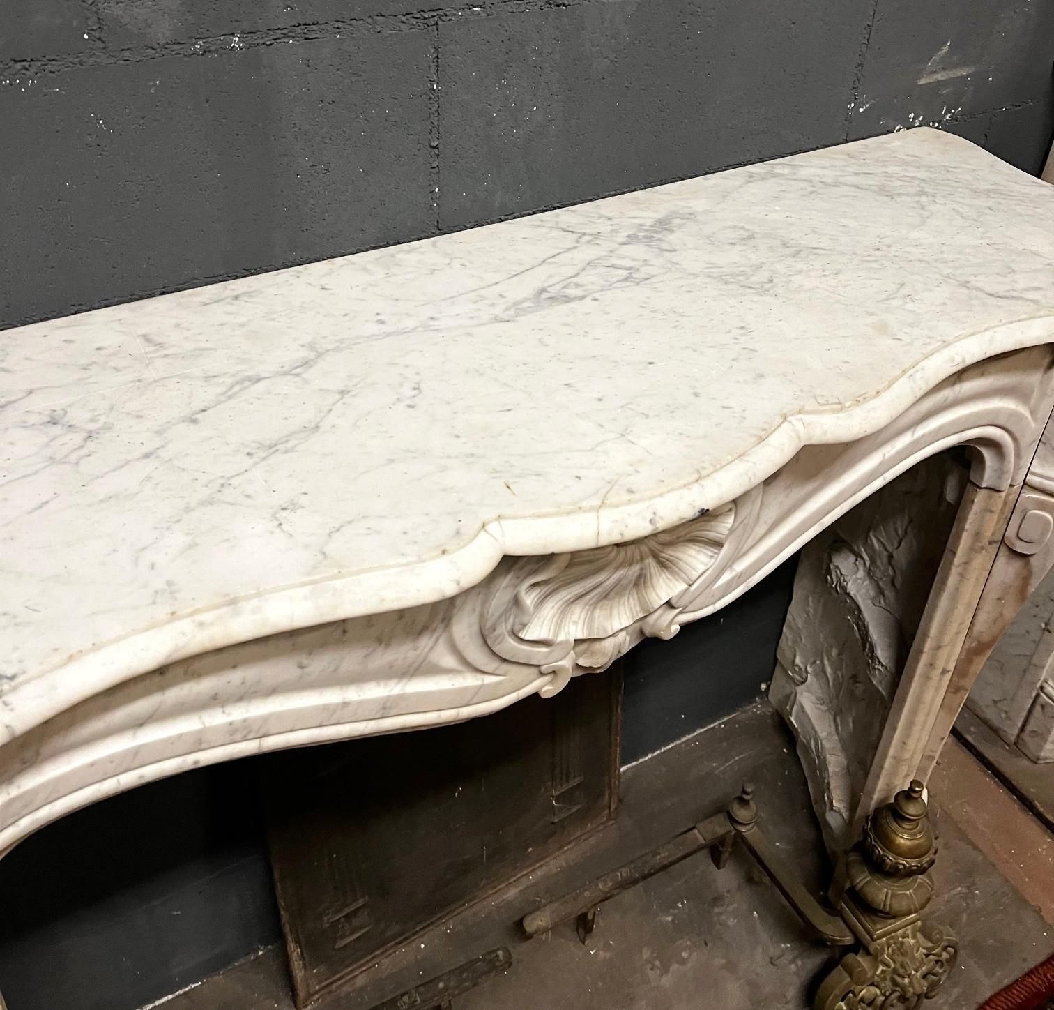 Fireplace Frame Made Of White Stained Marble Italy photo vintage