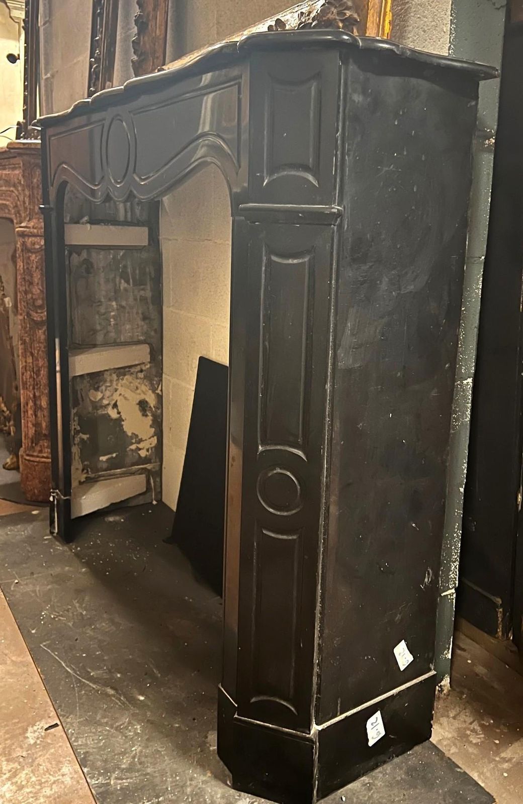 Pompadour Fireplace Frame Made Of Black Marble From Belgium, Italy photo vintage