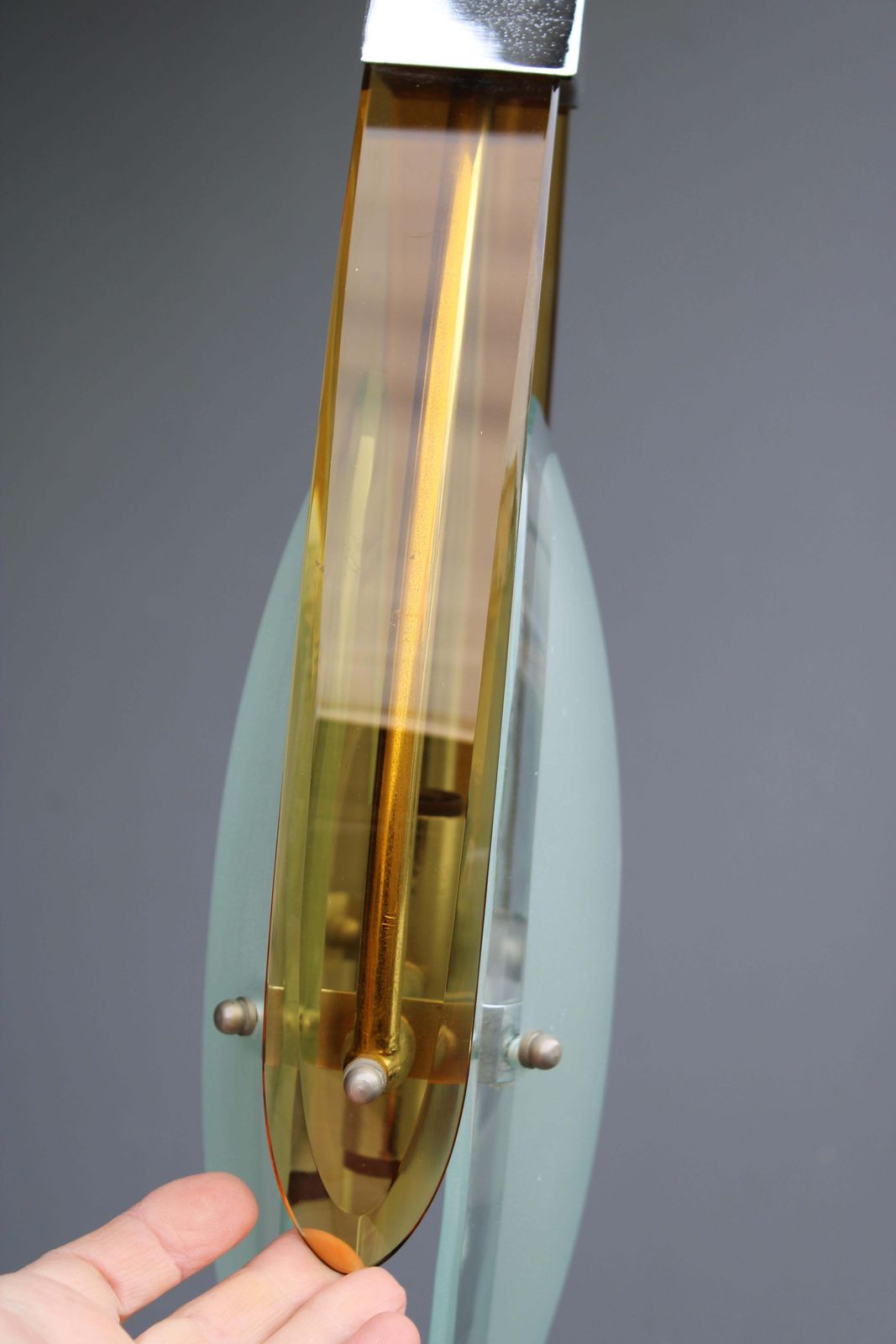 Lamapdario Fontana Arte Italia 1960 In Stained Glass Orange Oscillating photo Lighting