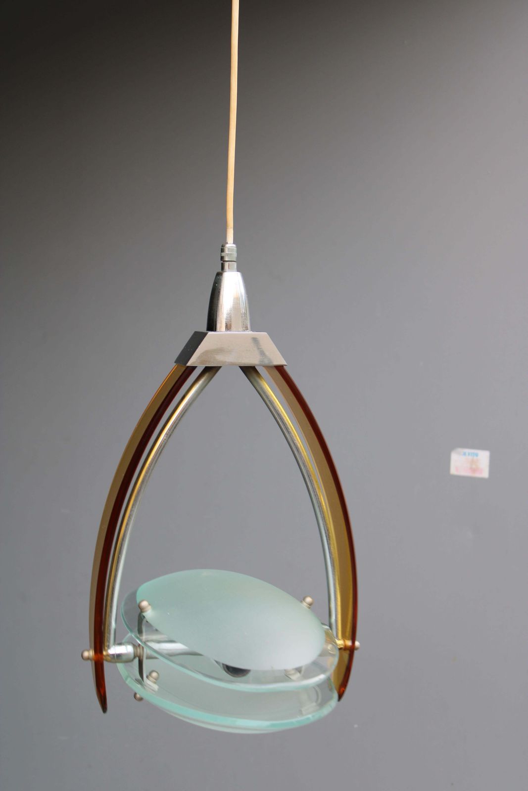 photo furniture Lamapdario Fontana Arte Italia 1960 In Stained Glass Orange Oscillating