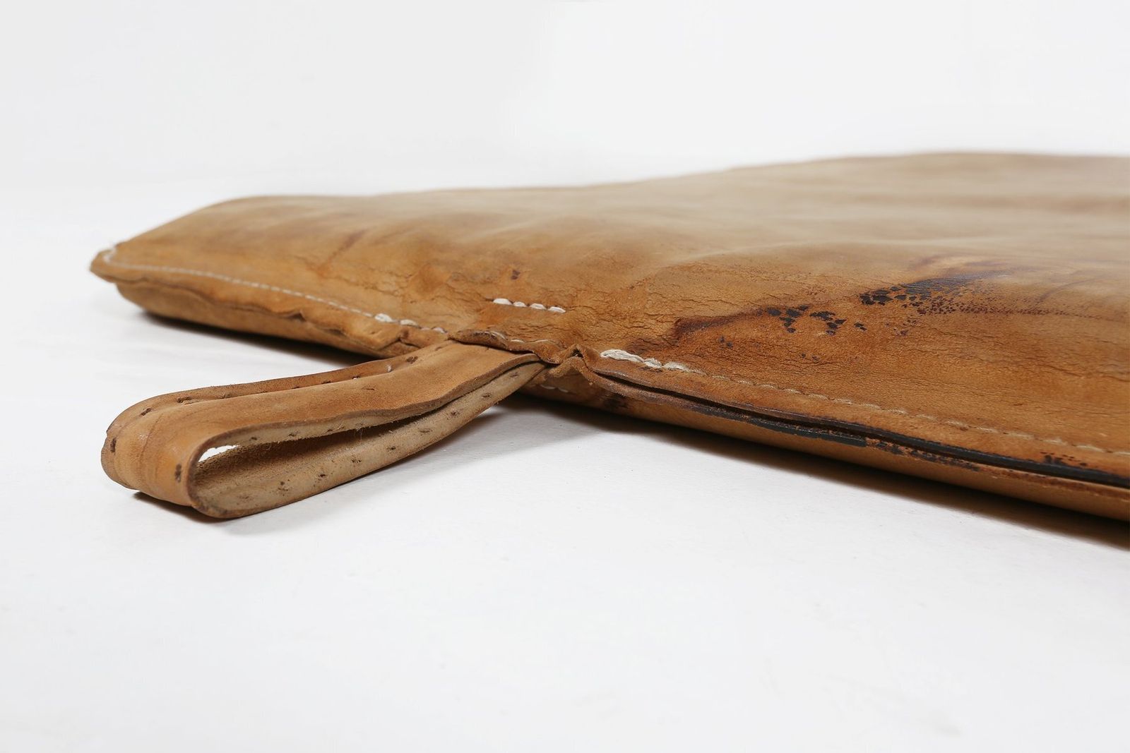 Vintage Industrial Gym Mat In Thick Cow Leather, Belgium, 1930s photo vinterior