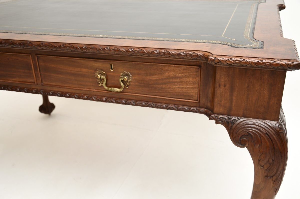 photo vintage Antique Mahogany Chippendale Revival Desk By Gillows