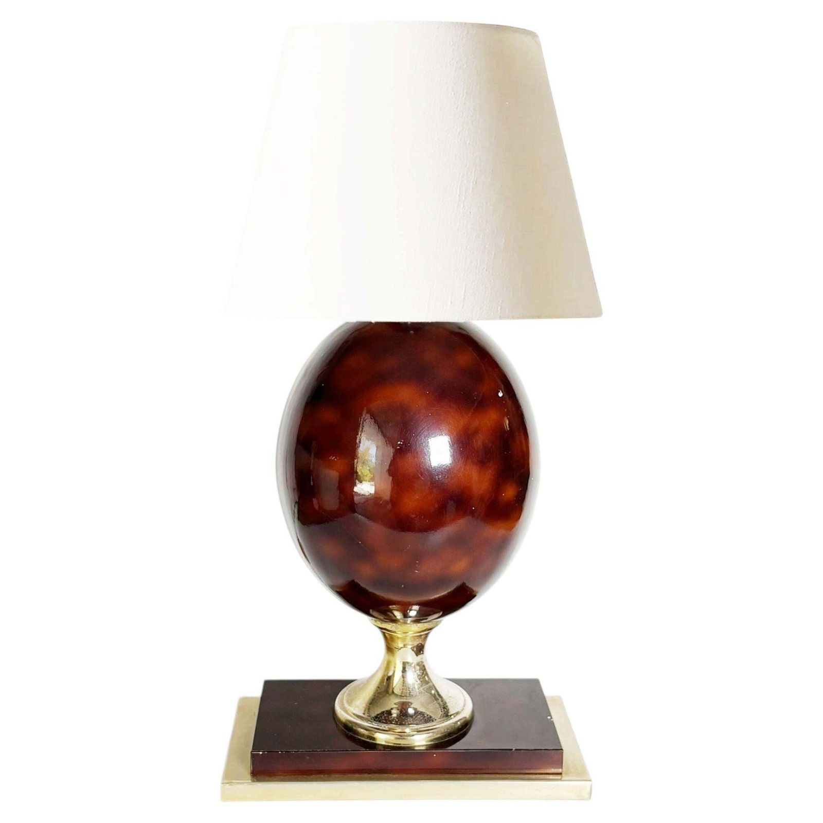 Burgundy Colored Lamp With Brass Accents, France, 1970