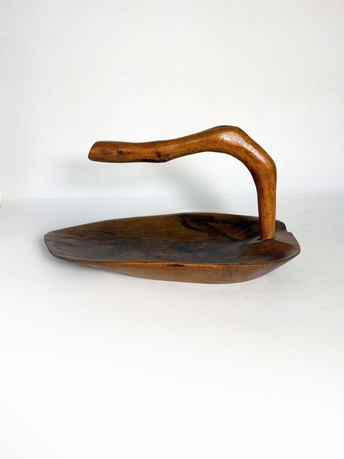 Olive Wood Fruit Basket, Handcrafted In France, Rustic Design, 1950s photo furniture