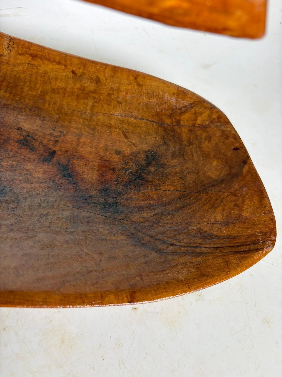 photo furniture Olive Wood Fruit Basket, Handcrafted In France, Rustic Design, 1950s