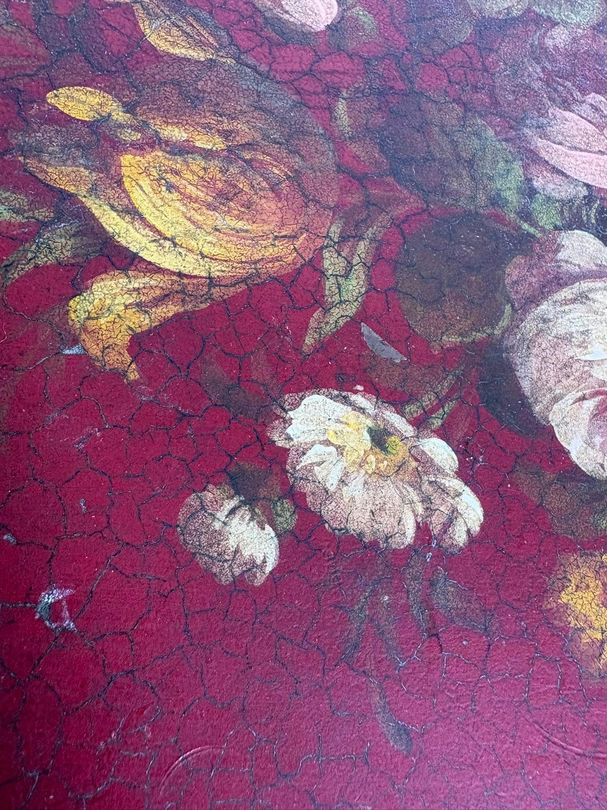 Red Iron Tray With Floral Motif, France, 1940 photo vintage