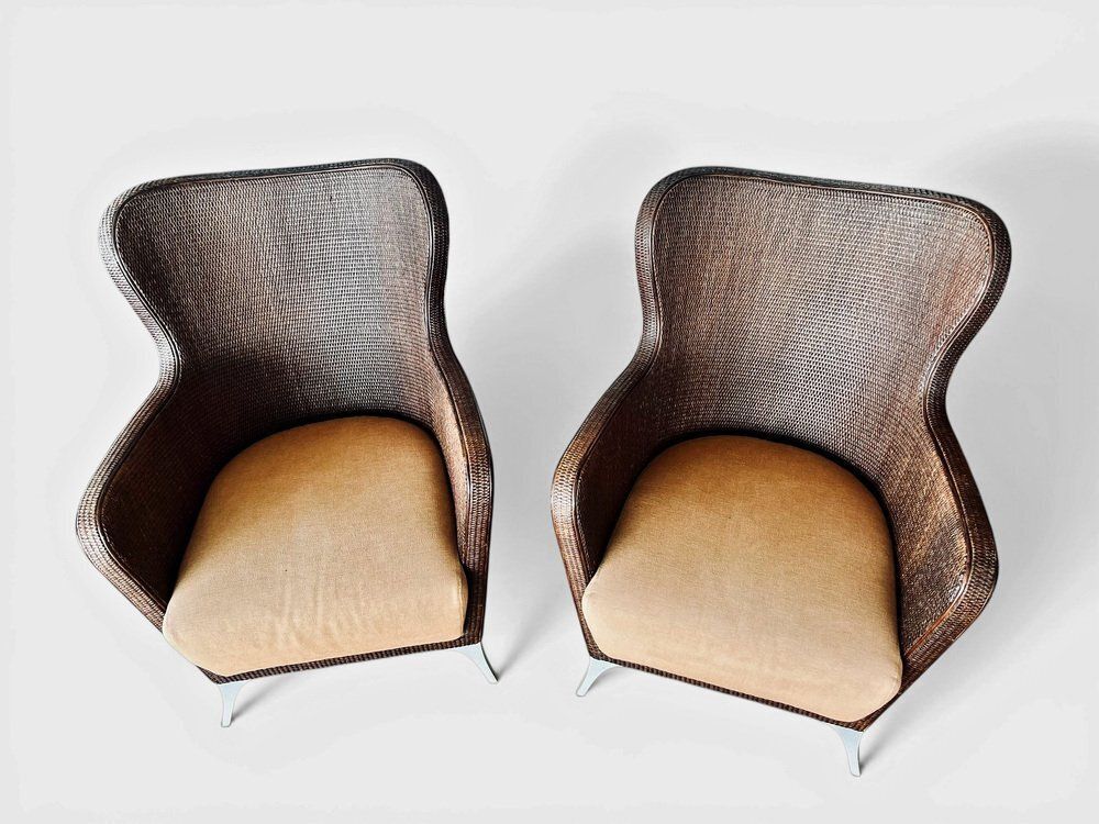 Vintage Rattan Chairs By Pierantonio Bonacina, Italy, 1990s, Set Of 2 photo vinterior