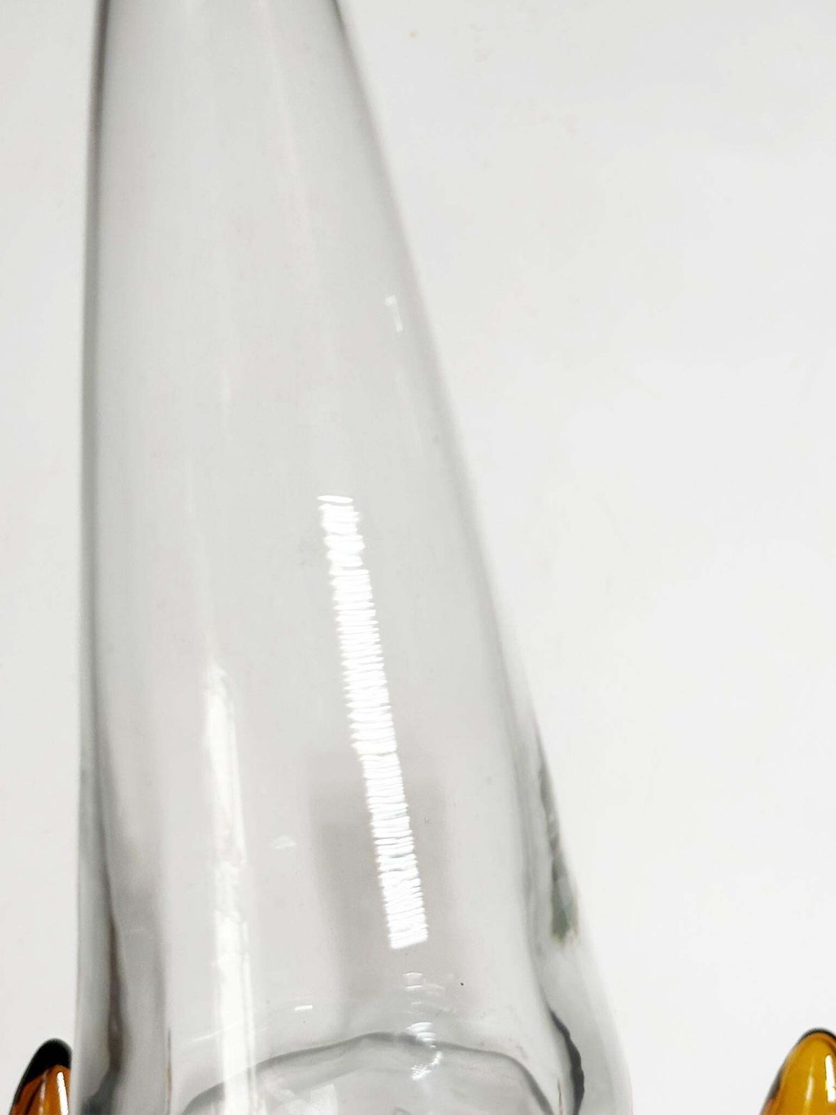 Set Of 3 Art Glass Bottles With Orange Brown Stoppers, France, 1970 photo vinterior