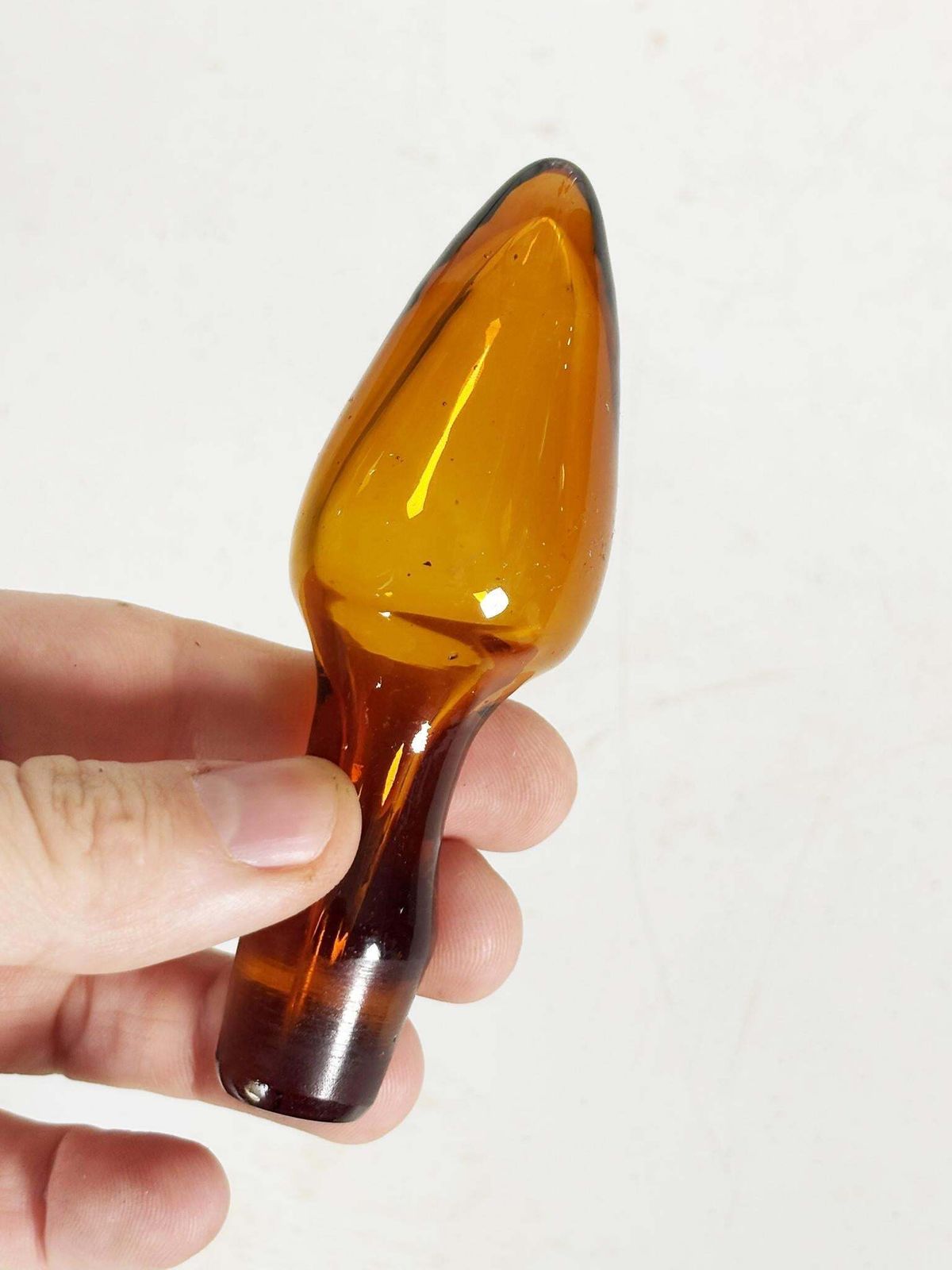 Set Of 3 Art Glass Bottles With Orange Brown Stoppers, France, 1970 photo buy