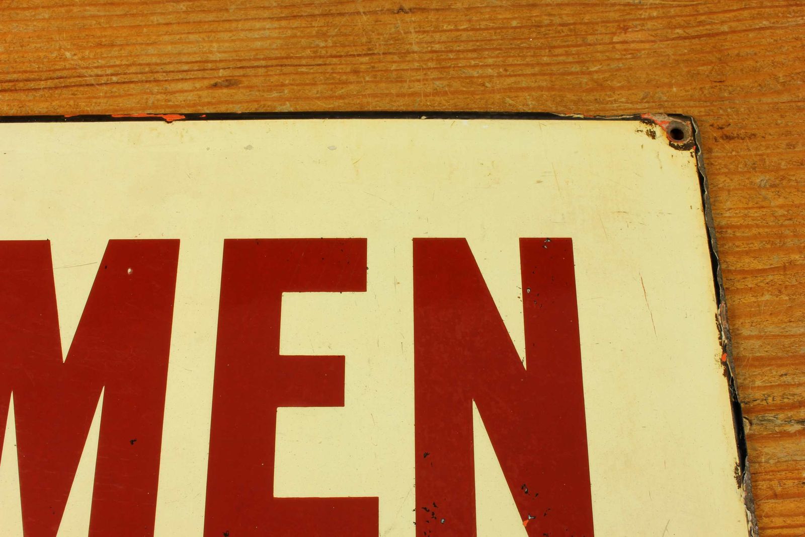 photo buy Antique Enamel Gentlemen Sign. Victorian Ner Train Station Metal Sign.
