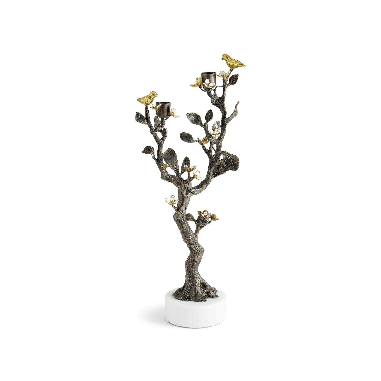 Pair Of Handcrafted Bronze Gold Lovebirds Candelabra photo for sale