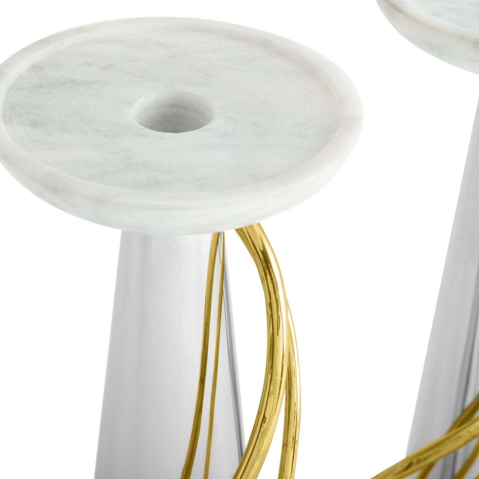 Pair Of Contemporary Silver And Gold Metal Candleholders photo furniture