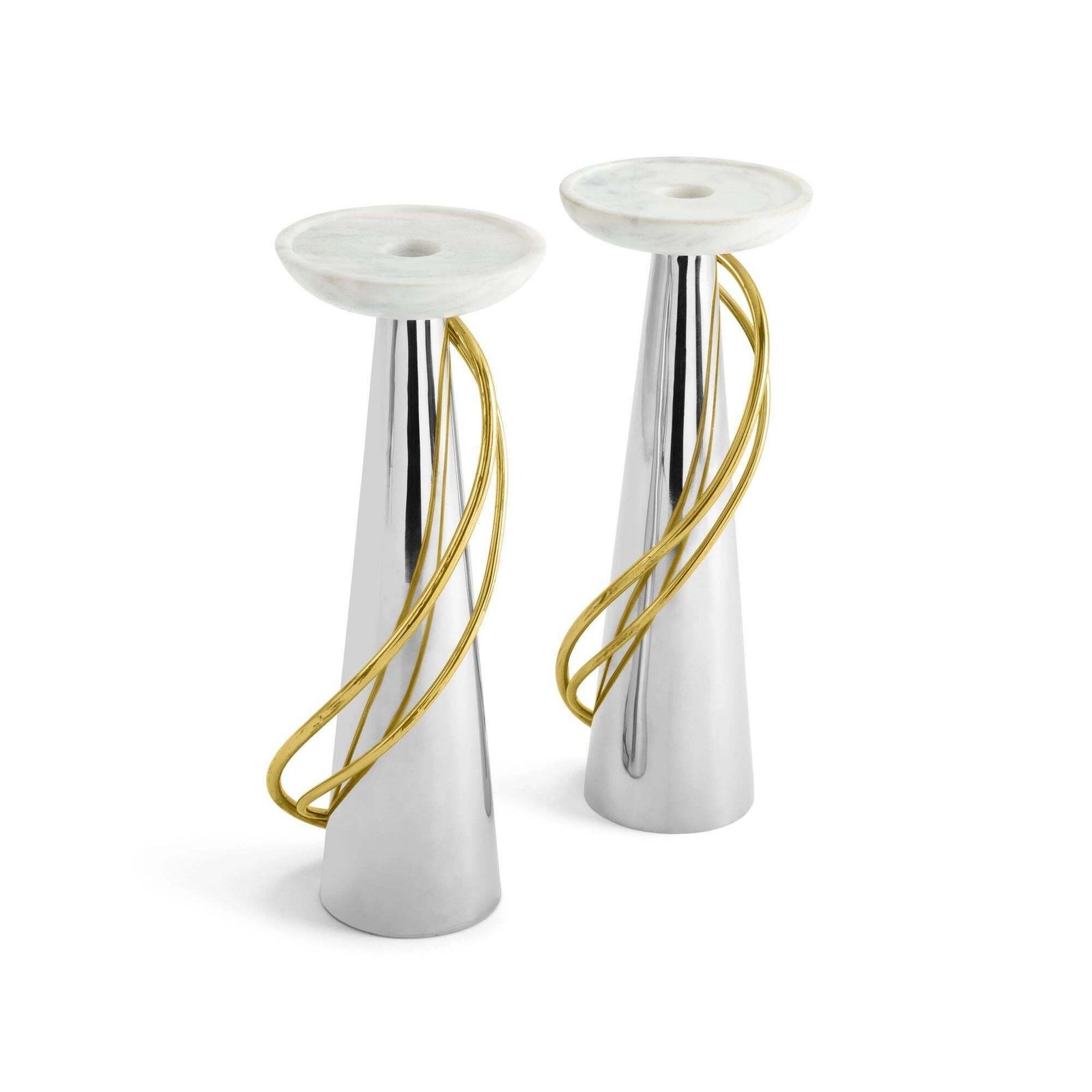 Pair Of Contemporary Silver And Gold Metal Candleholders photo 1045.0