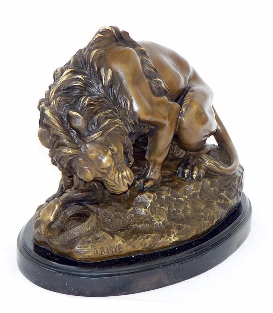 Art Deco Style Brown Patinated Bronze Lion Animal Sculpture photo furniture