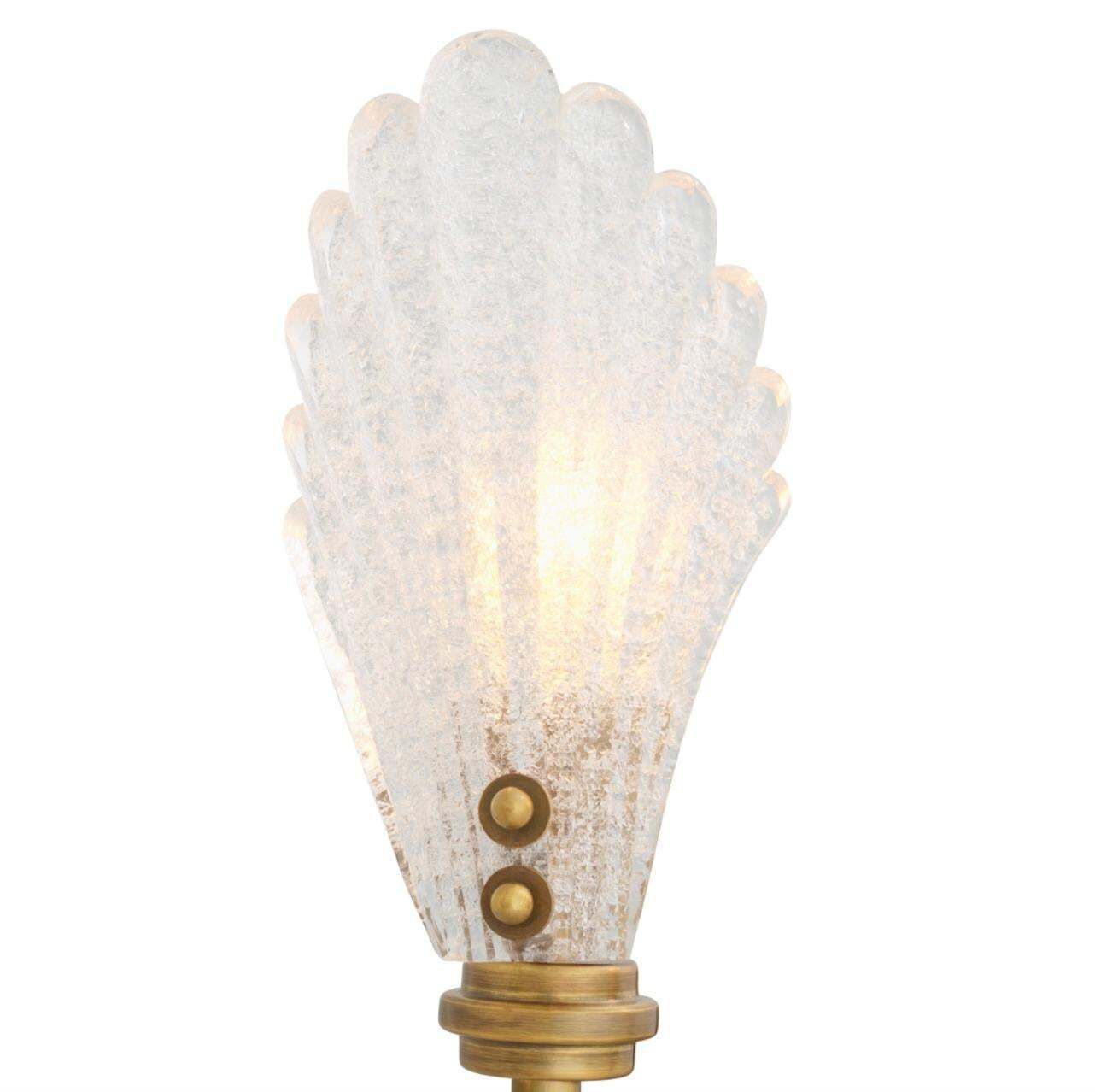 Pair Of Wall Lamps In Brass And Textured Glass, Neoclassical Style photo buy