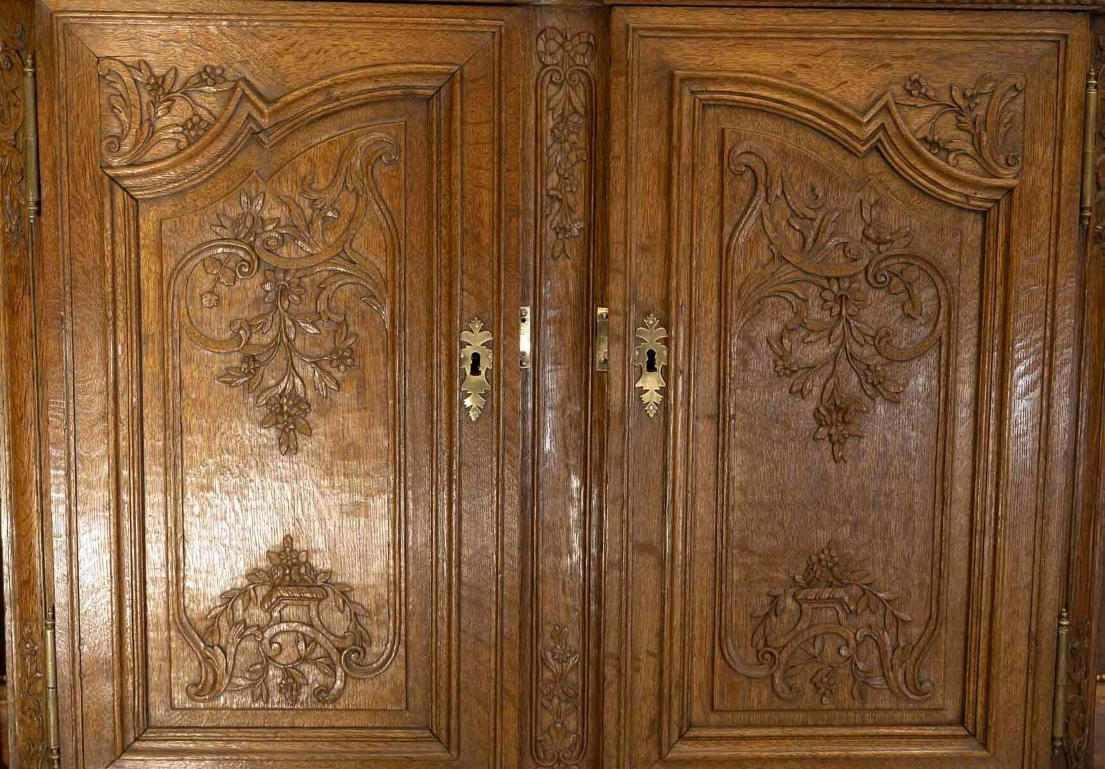 Furniture 19th Century Sideboard Forming A Sloping Desk, Carved Oak, Napoleon III Period. photo
