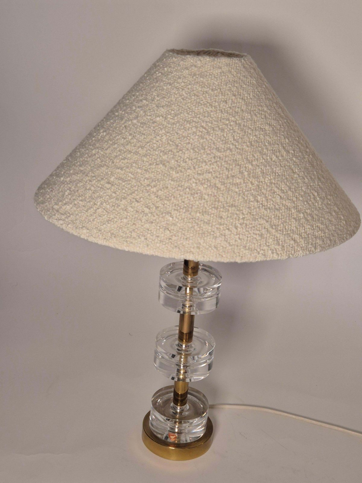 Timeless Pair Of Scandinavian Modern Table Lamps With Orrefors Glass And Brass photo vinterior