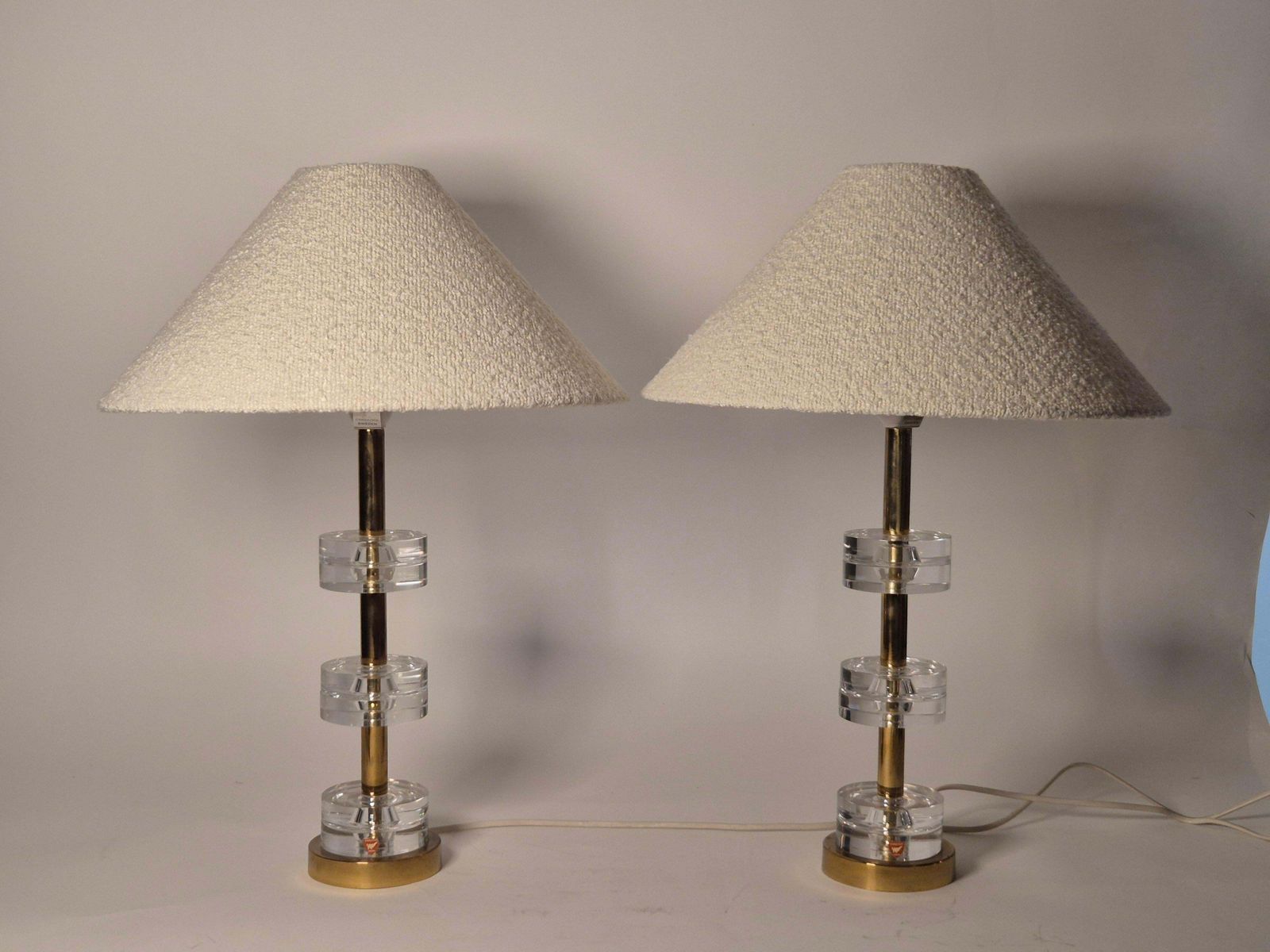 photo furniture Timeless Pair Of Scandinavian Modern Table Lamps With Orrefors Glass And Brass