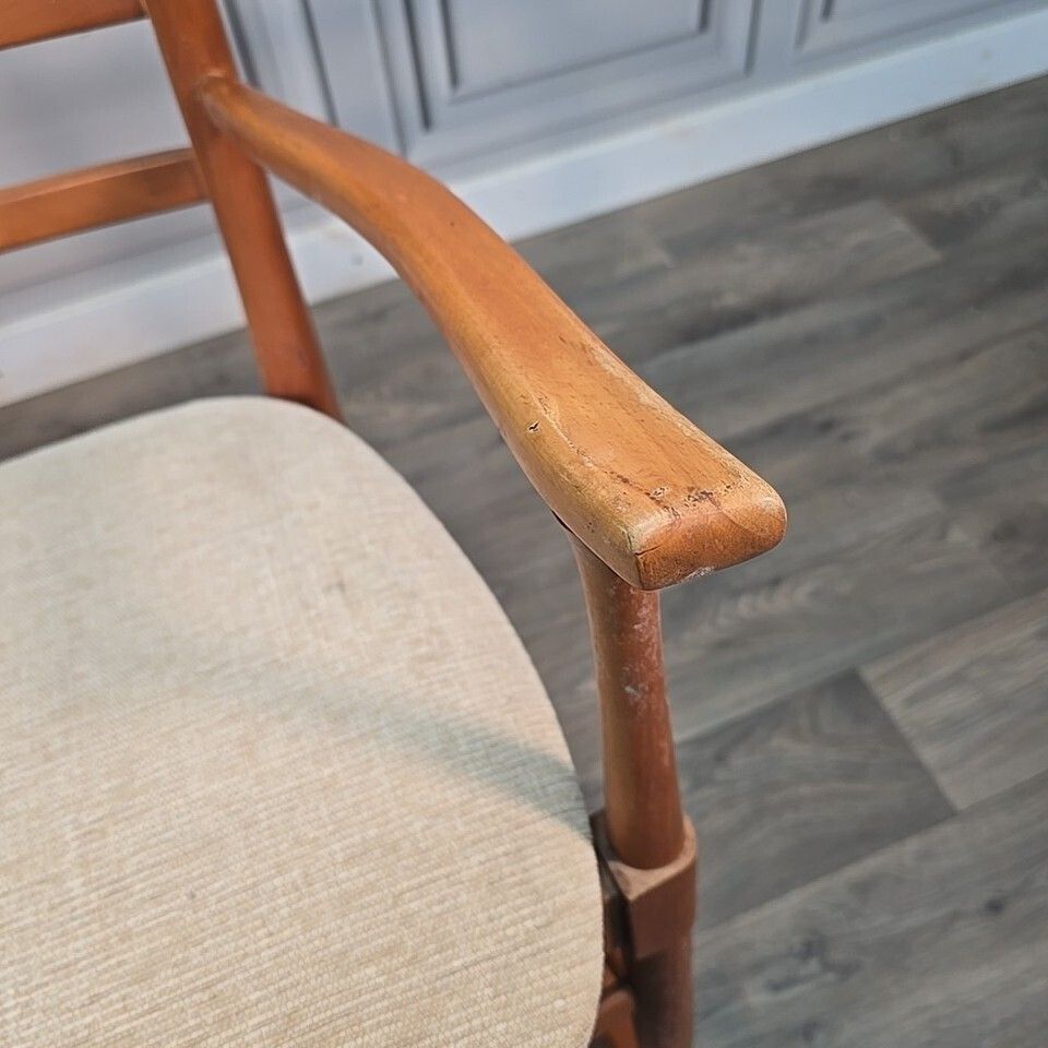photo furniture Vintage Rocking Chair – Ladder Back Beech Frame – Mid Century   Retro Armchair