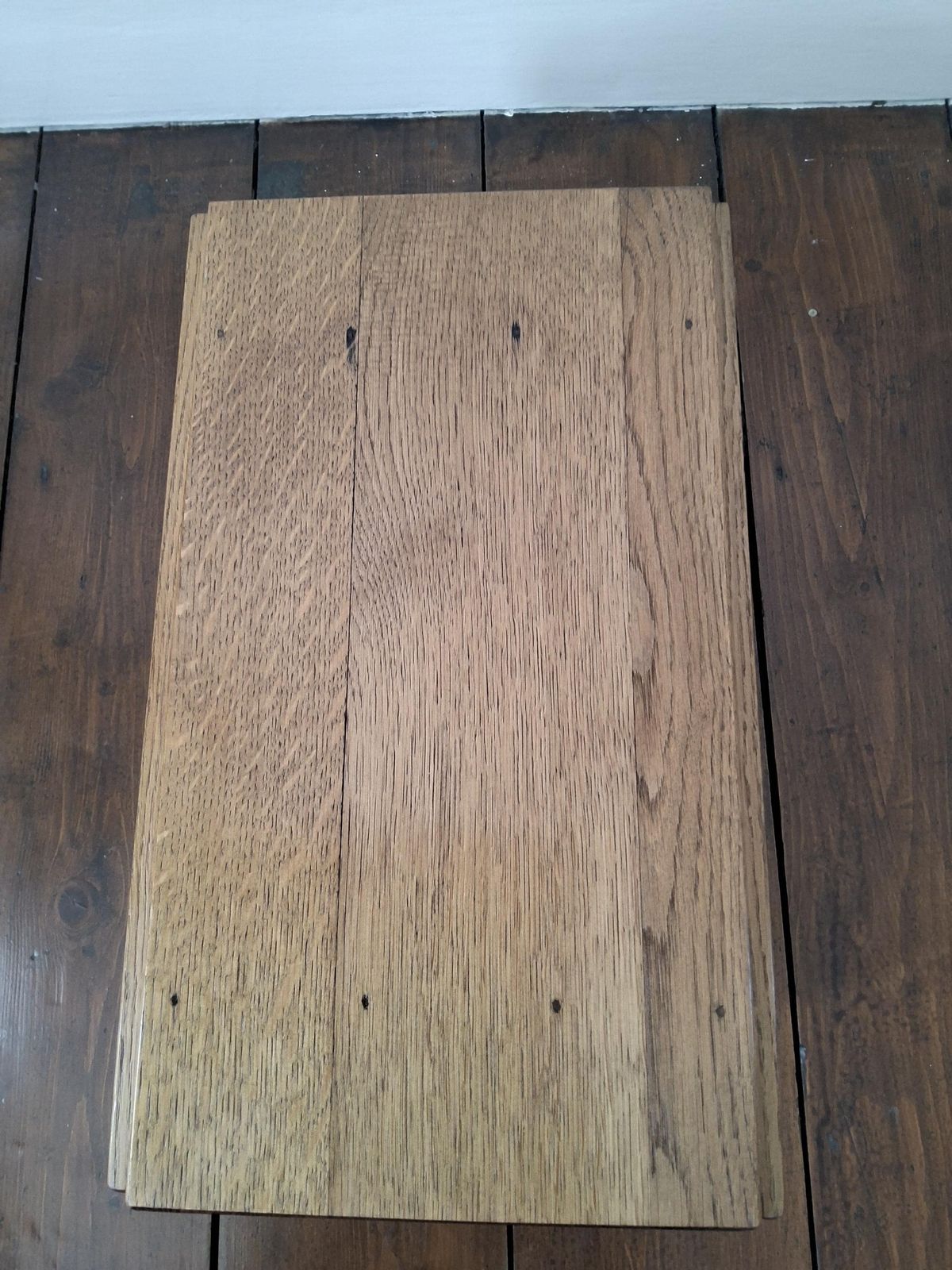 Furniture Vintage Square Wooden Low Oak Bench Rustic Farmhouse Original photo