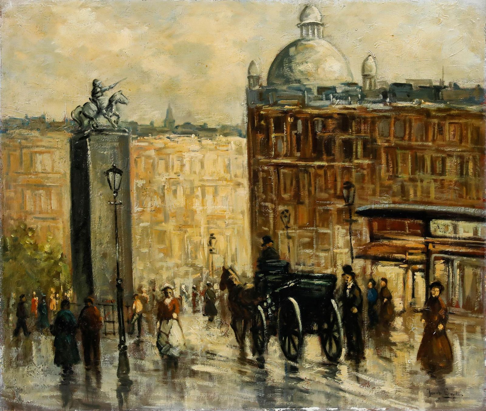 Jacob London (1872 1953)   Early 20th Century Oil, Parisian Street Scene photo furniture