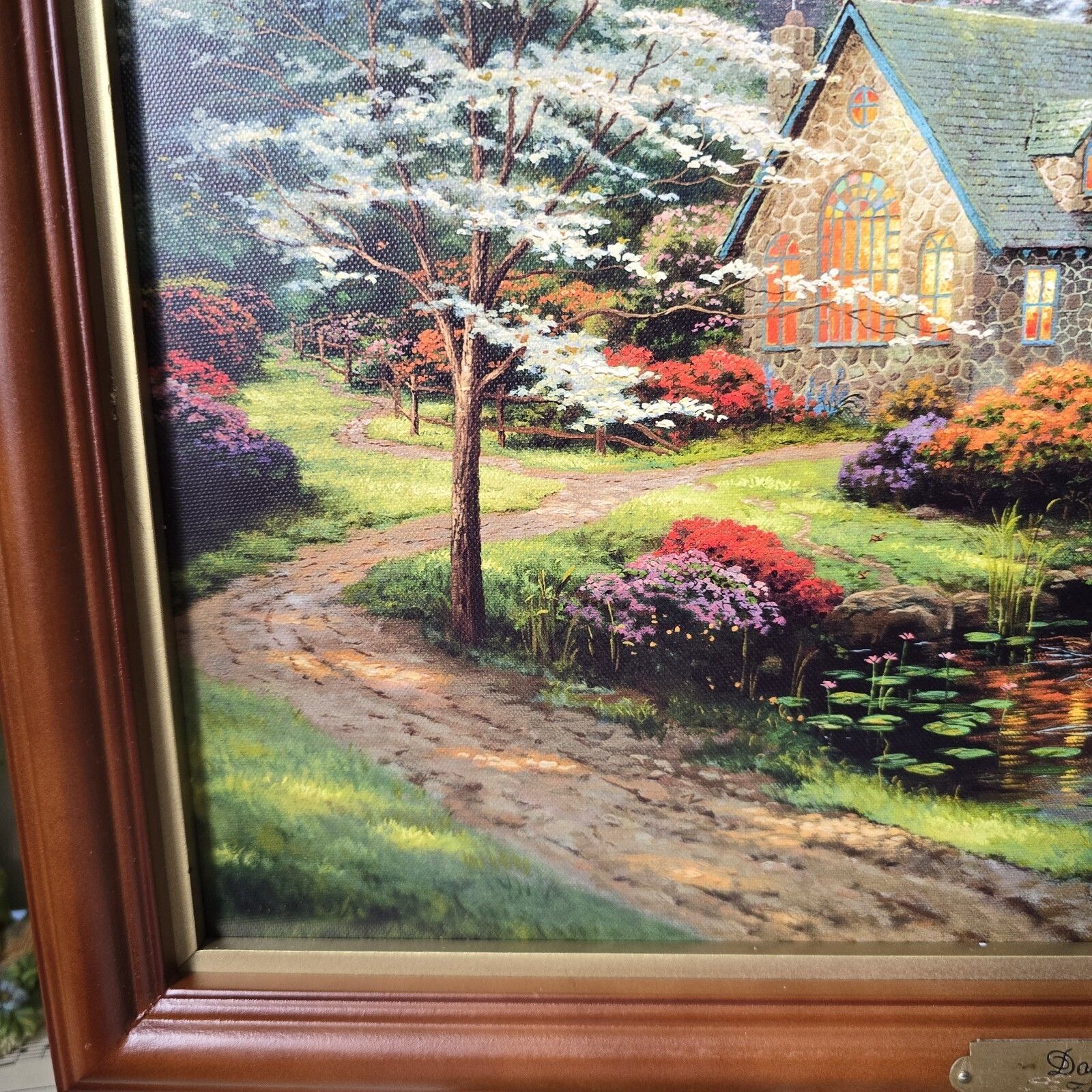 Thomas Kinkade Limited Edition Dogwood Chapel Illuminating Canvas Print Rare photo vinterior