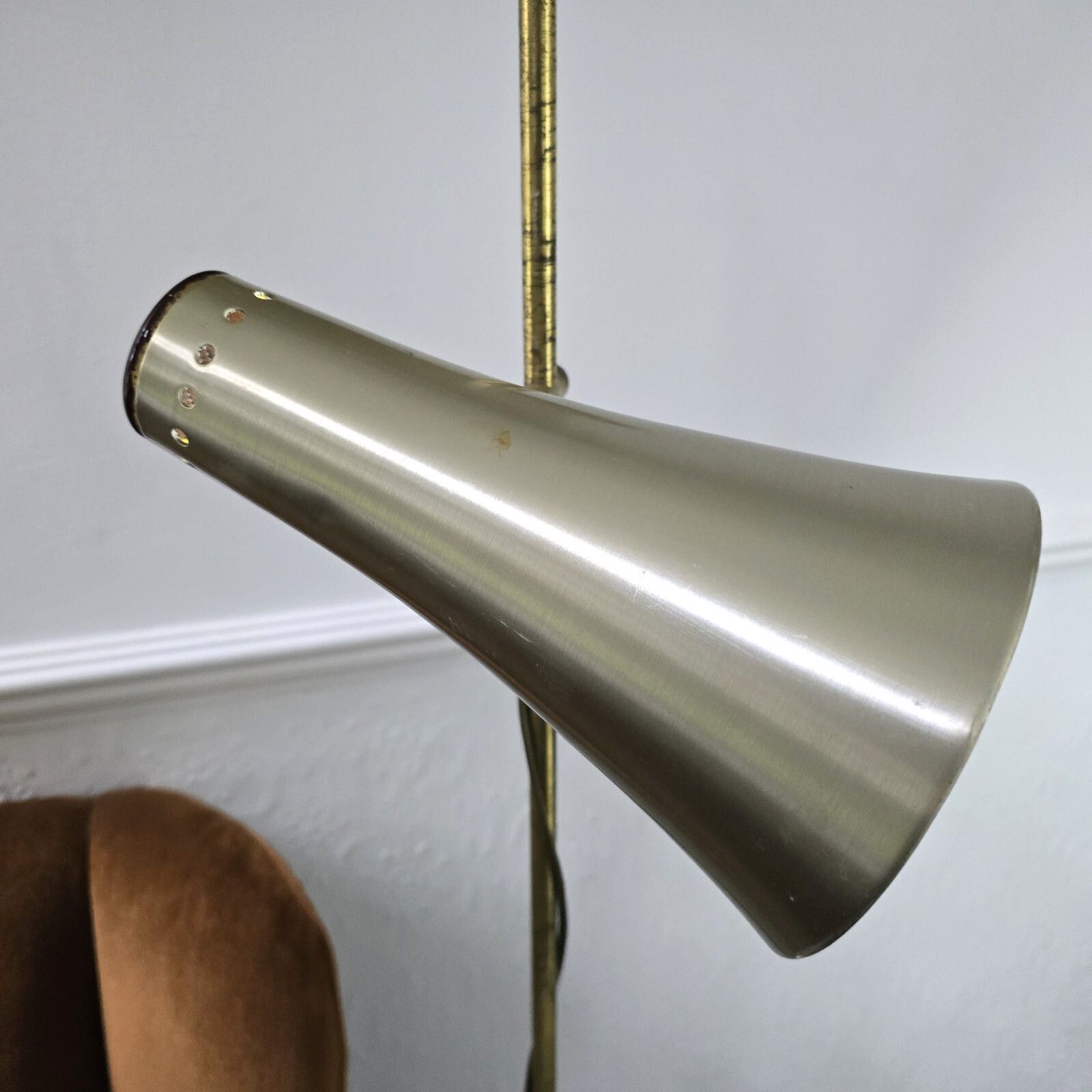 Vintage 70s Brass Floor Lamp Vitrika Denmark Mcm Reading Adjustable 2lights Rare photo vinterior