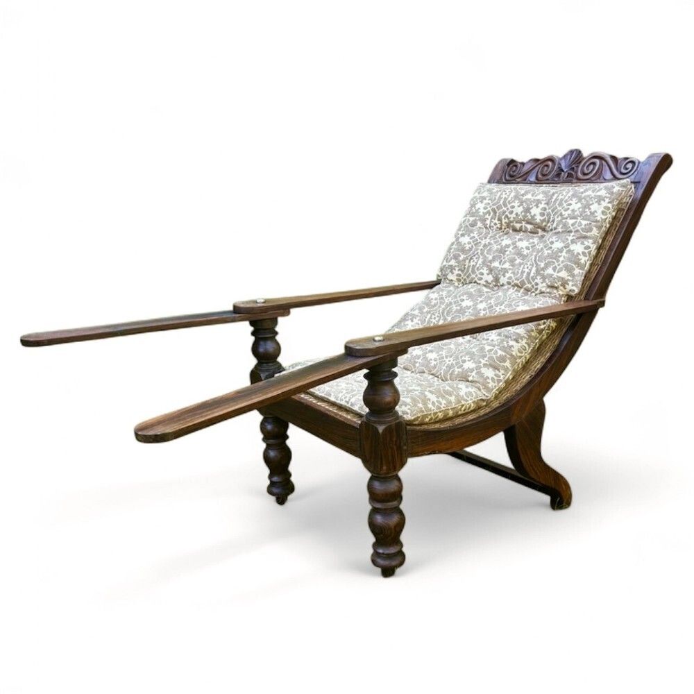 Fine 19th Century Anglo Indian Bombay Rosewood Planters Chair photo for sale