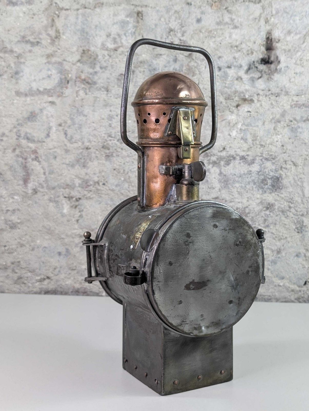 Rare 1930s Sncf Railway Signal Lamp – Early French Train Lantern – Copper & Steel Industrial Light – Original Working Antique photo 320.0