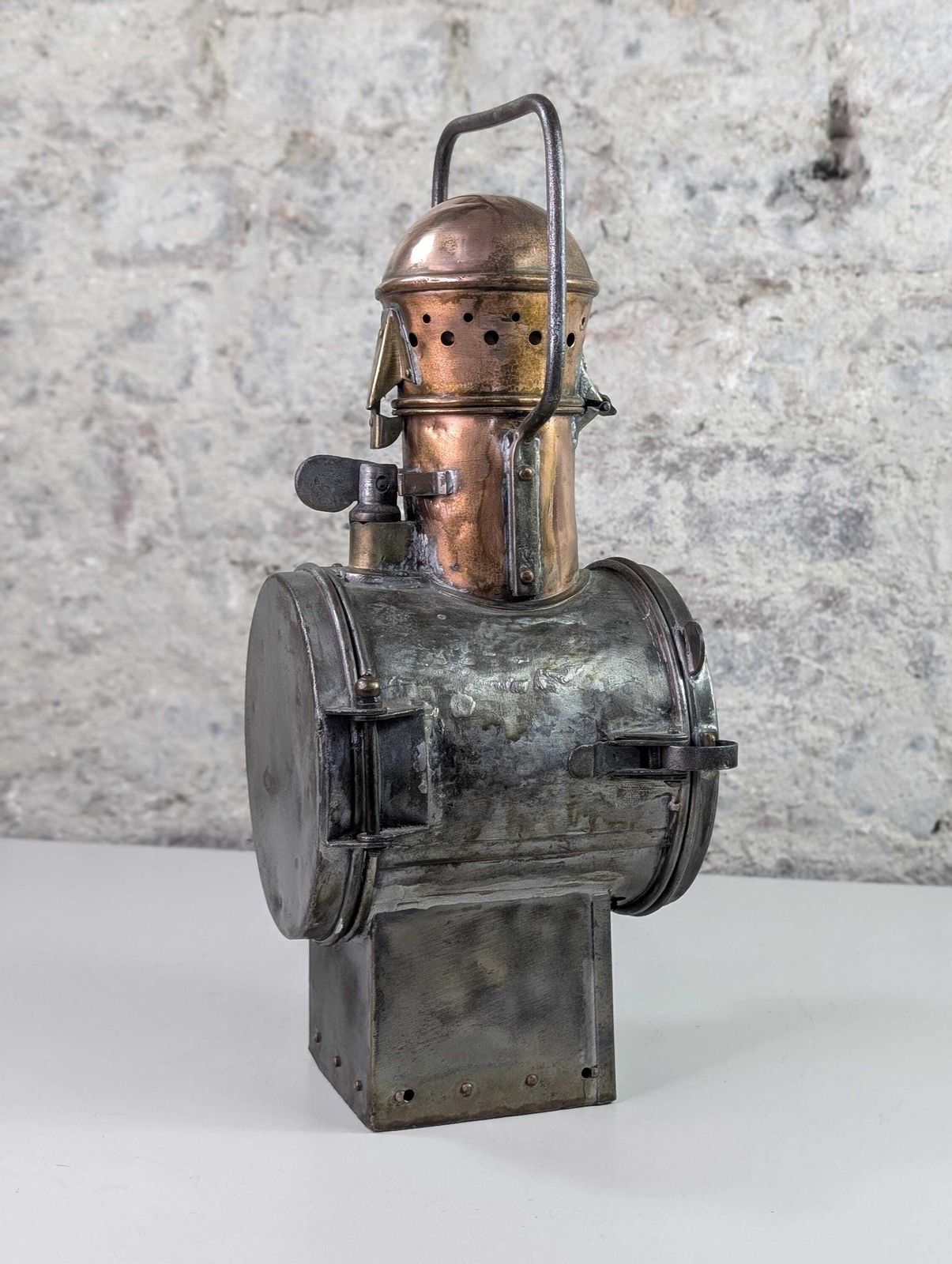 photo buy Rare 1930s Sncf Railway Signal Lamp – Early French Train Lantern – Copper & Steel Industrial Light – Original Working Antique