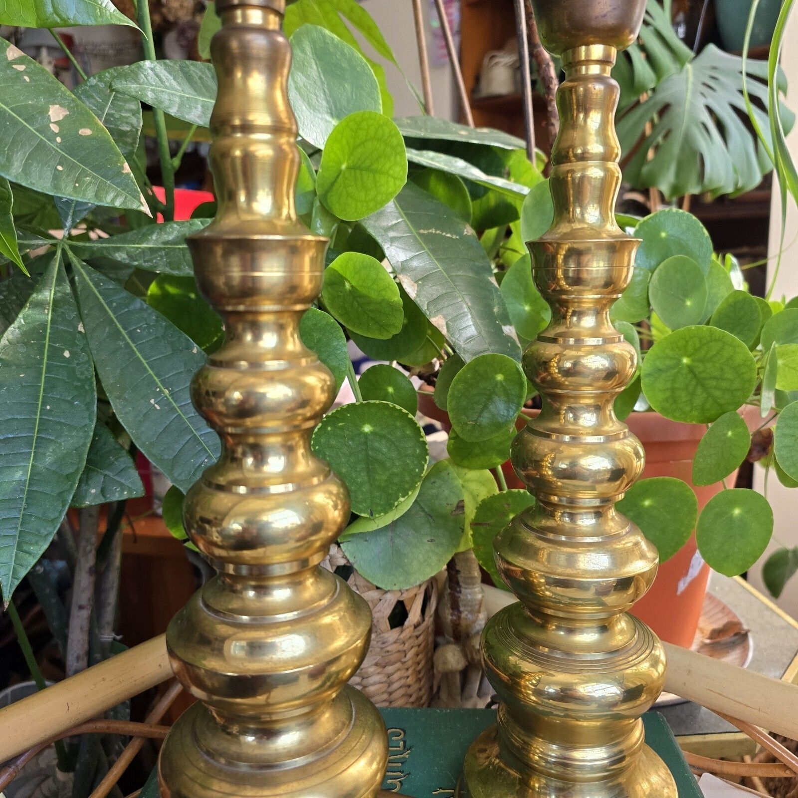 Vintage Brass Bobbin Church Table Lamps X 2 Made In Japan Rare Country House photo 175.0