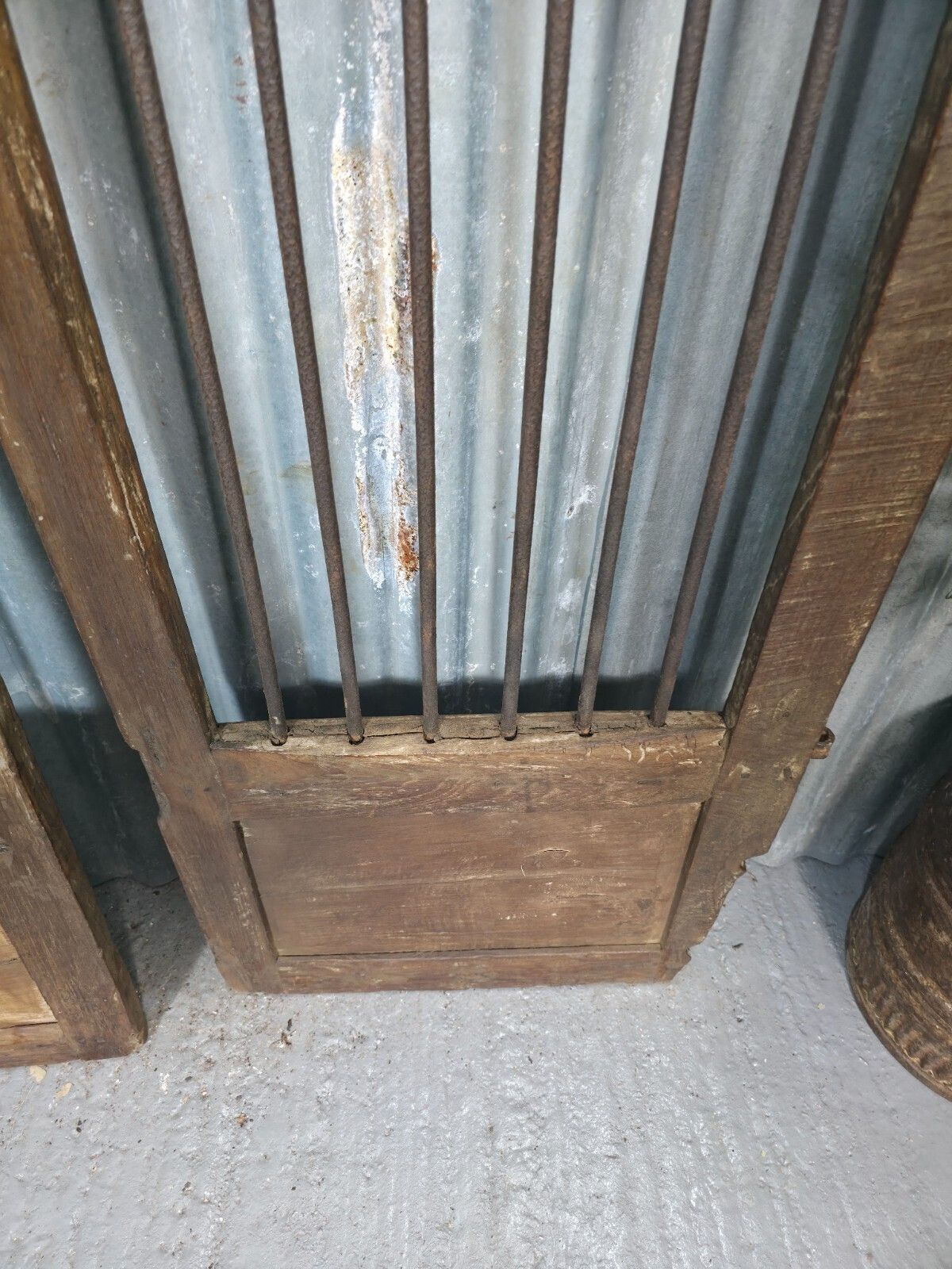 photo for sale Pair Vintage Rustic Indian Wooden Iron Doors Garden Gates Room Divider Screen