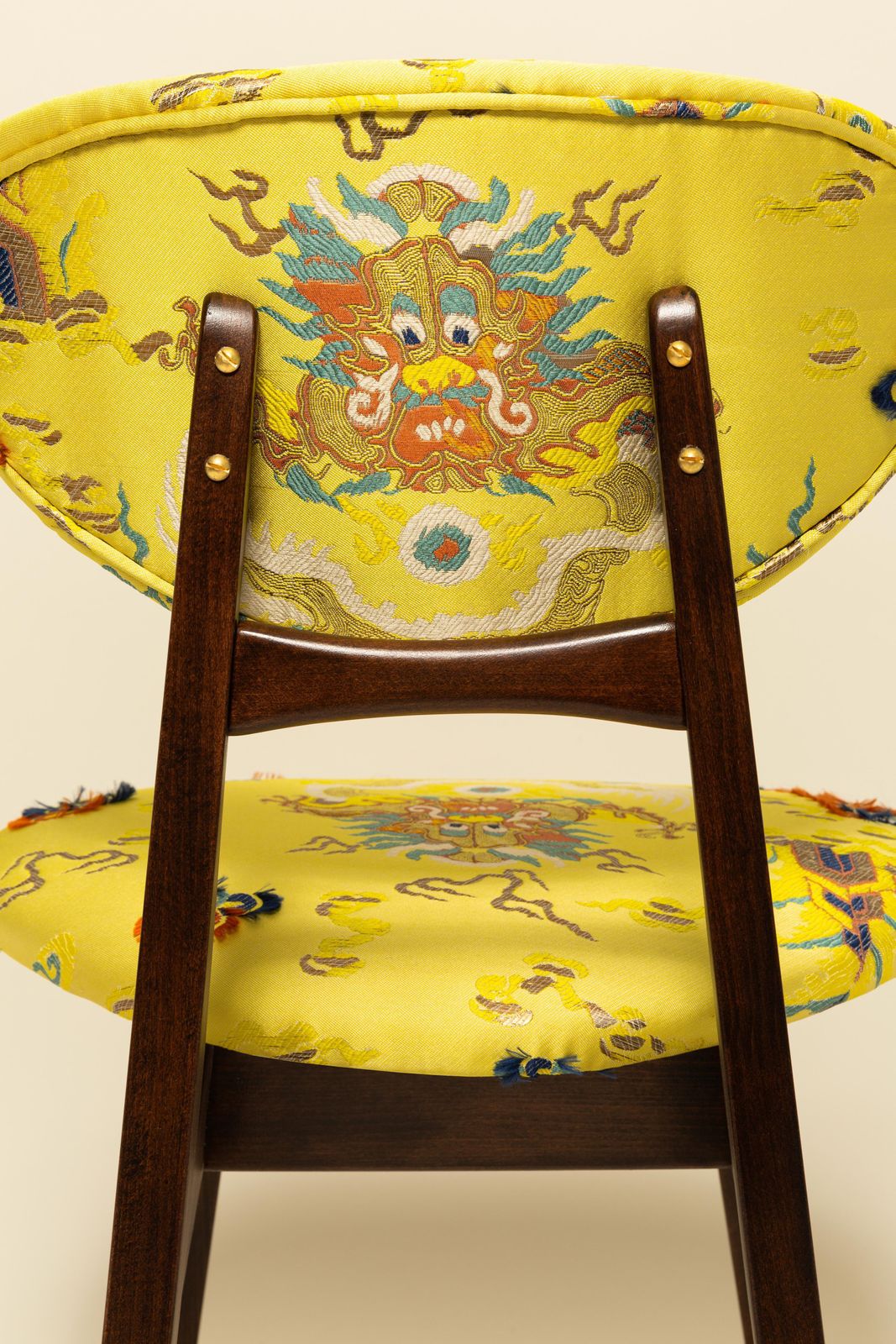 photo vinterior Mid Century Mushroom Chair, Yellow Jacquard, Dedar, By J. Kedziorek, 1960s