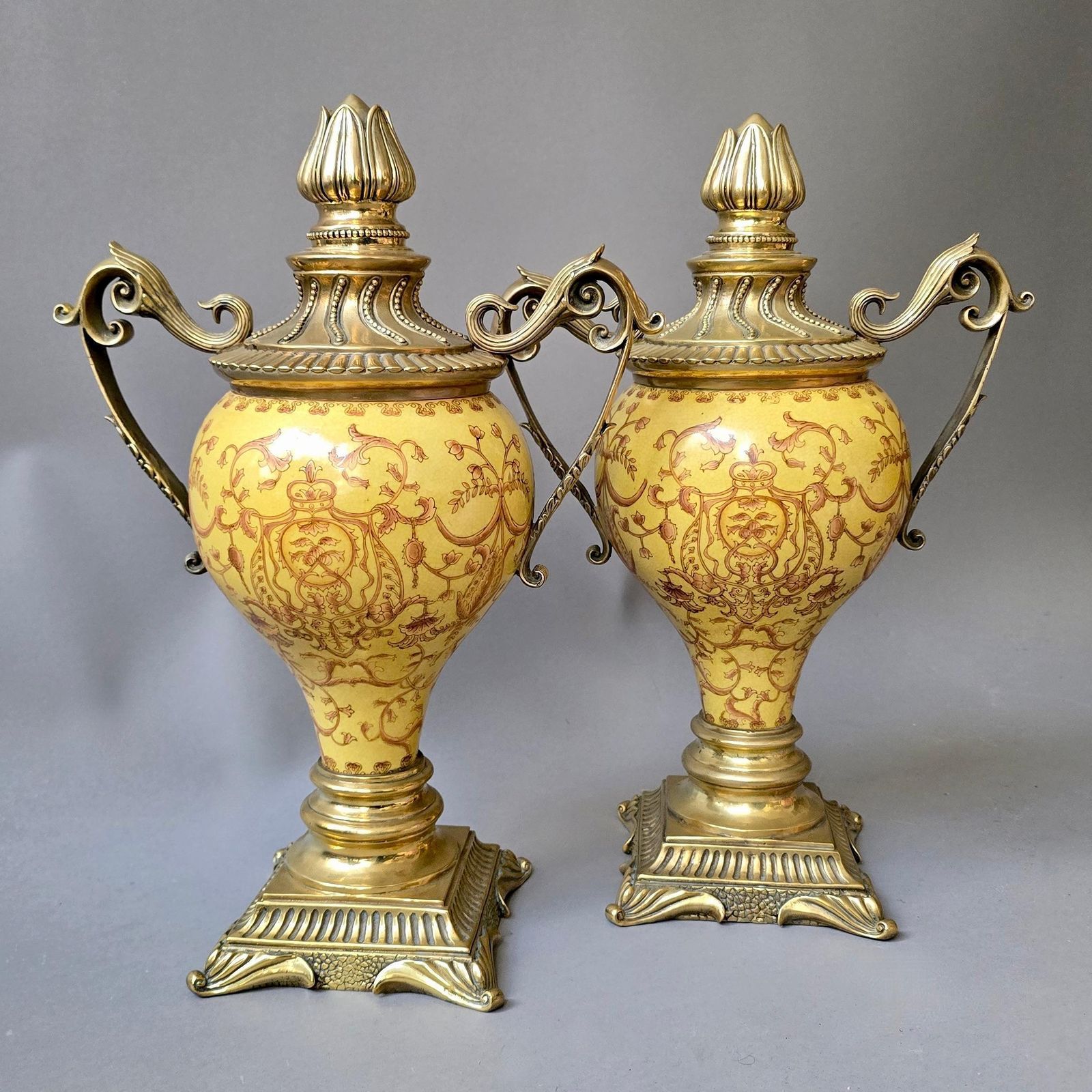 Pair Of French Napoleon III Ormolu Mounted Sevres Style Cassolettes photo for sale