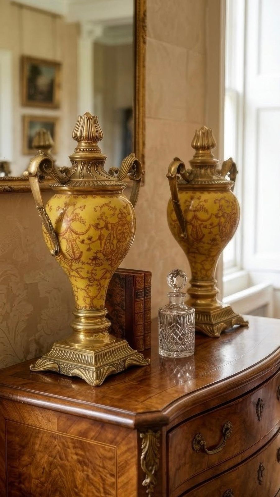 Home Decor Pair Of French Napoleon III Ormolu Mounted Sevres Style Cassolettes photo
