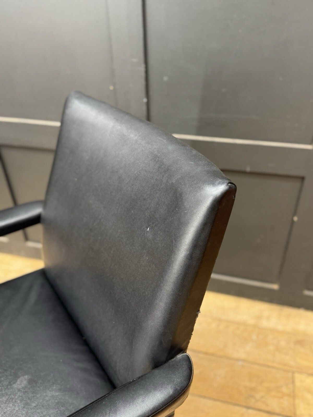 photo for sale Vintage Black Swivel Desk Office Chair Mid Century Industrial Armchair