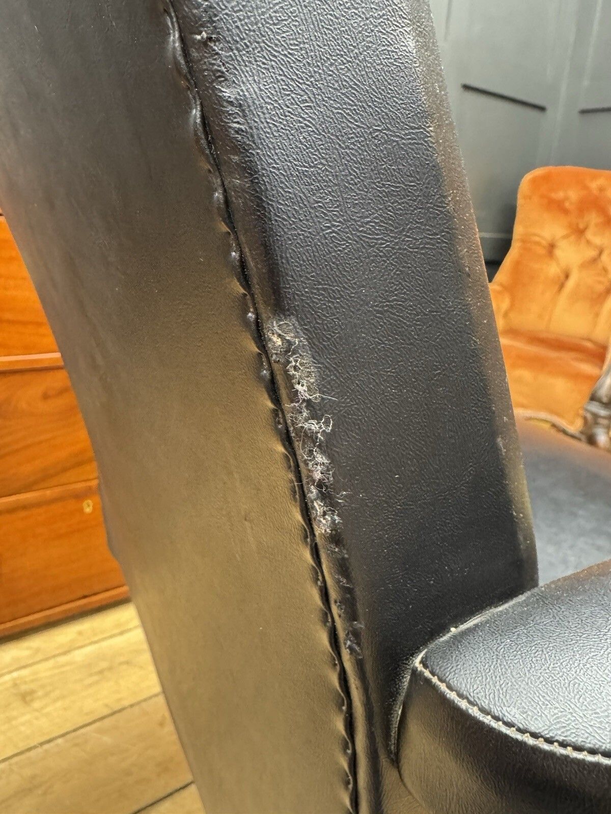 Furniture Vintage Black Swivel Desk Office Chair Mid Century Industrial Armchair photo