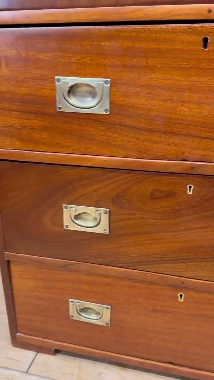 Antique Campaign Military Chest Of Drawers Solid Mahogany Ship Drawers photo furniture