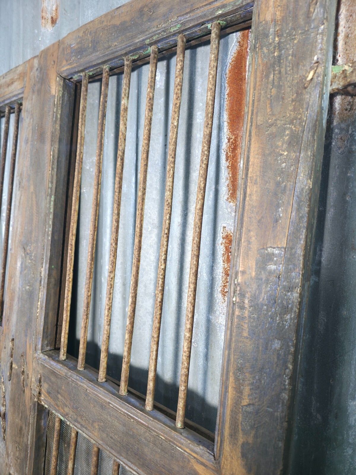 Pair Vintage Rustic Indian Wooden Iron Doors Garden Gates Room Divider Screen photo buy
