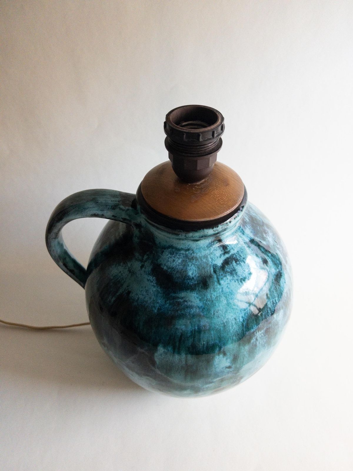 Gustav Spörri Ceramic Table Lamp Base, Swiss Mid Century Pottery photo Lighting