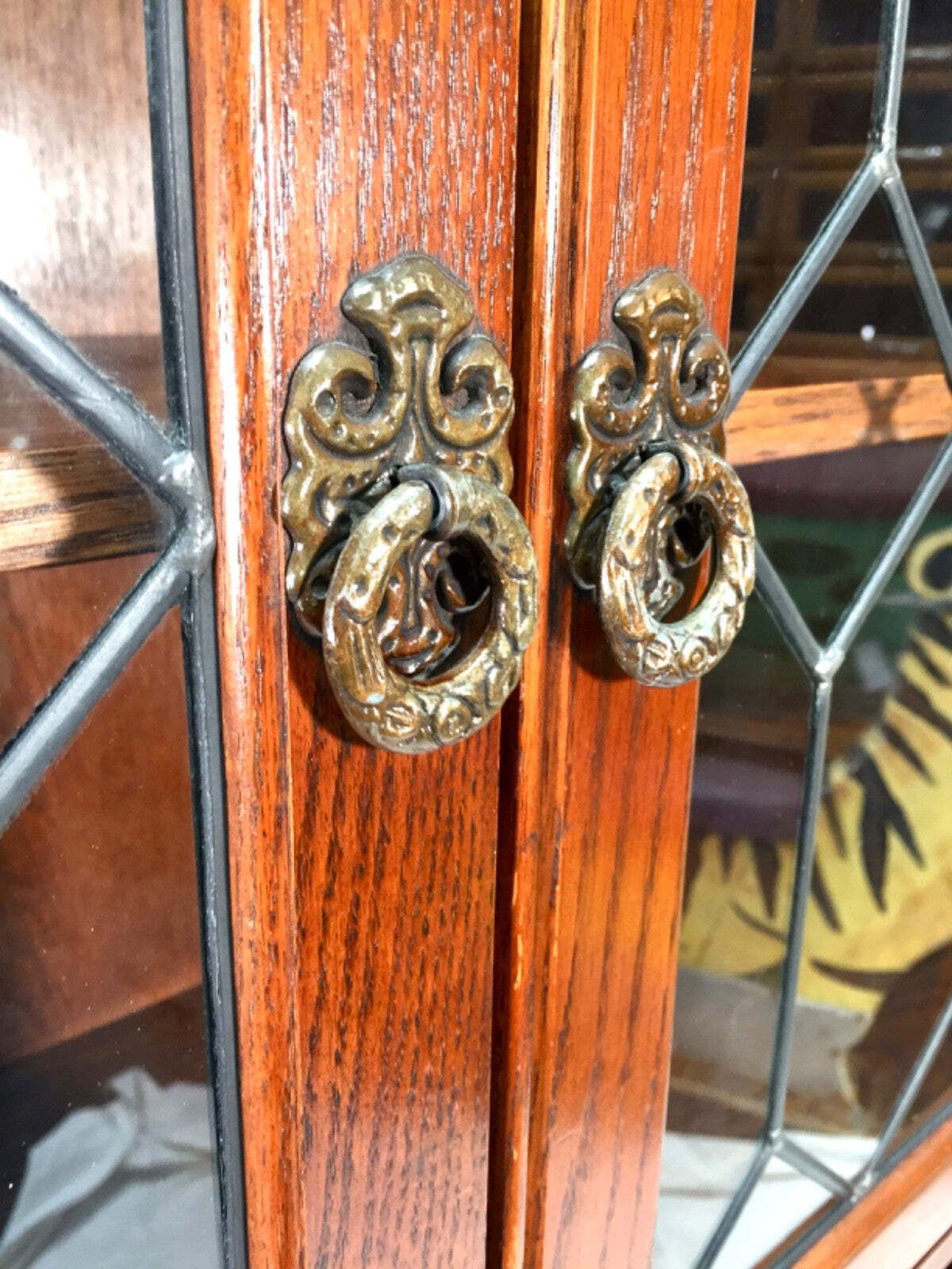 Vintage Wood Bros Old Charm Wooden & Glazed Fronted Shelving Cabinet / Bookcase photo 239.0