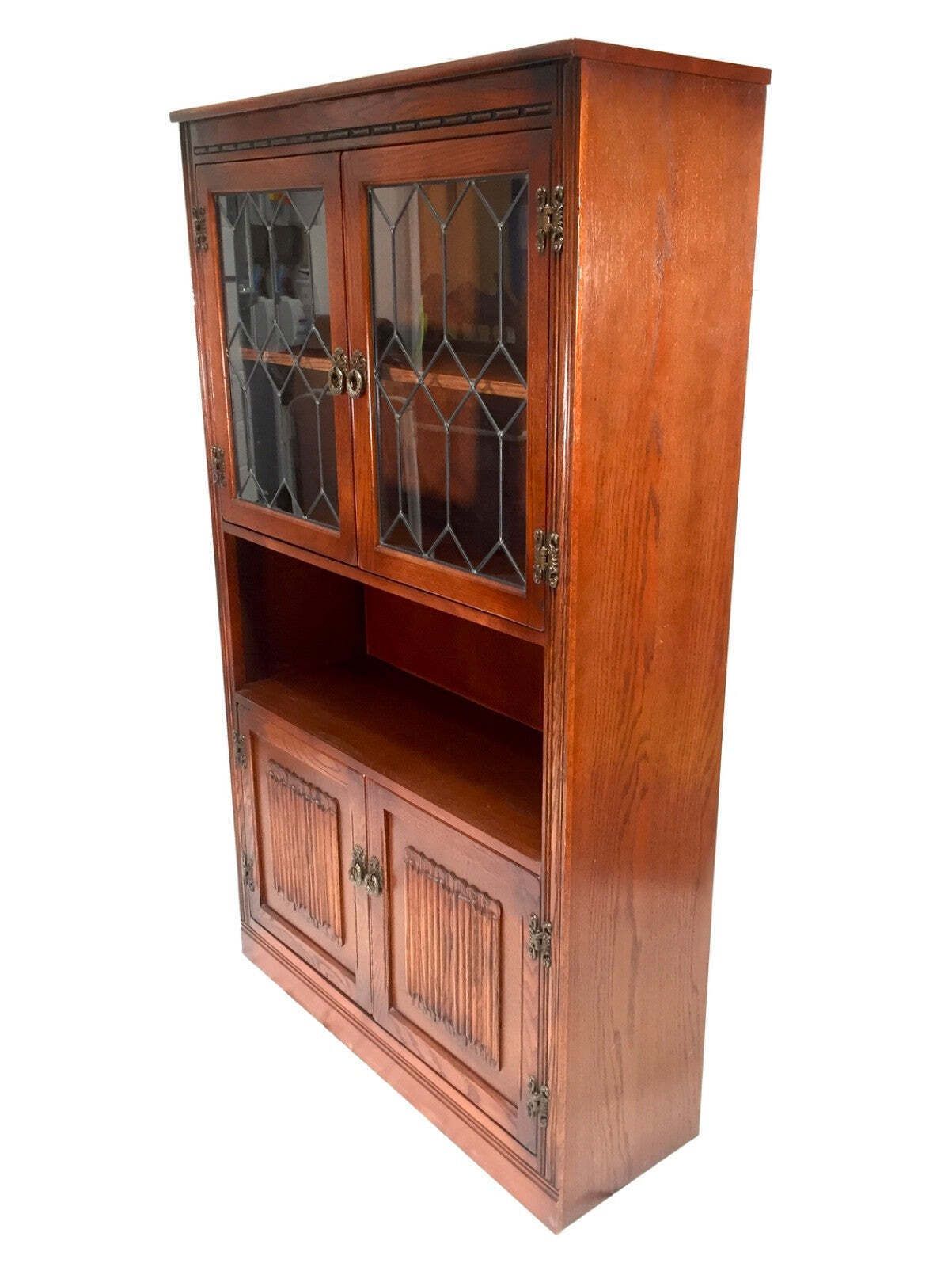 photo furniture Vintage Wood Bros Old Charm Wooden & Glazed Fronted Shelving Cabinet / Bookcase