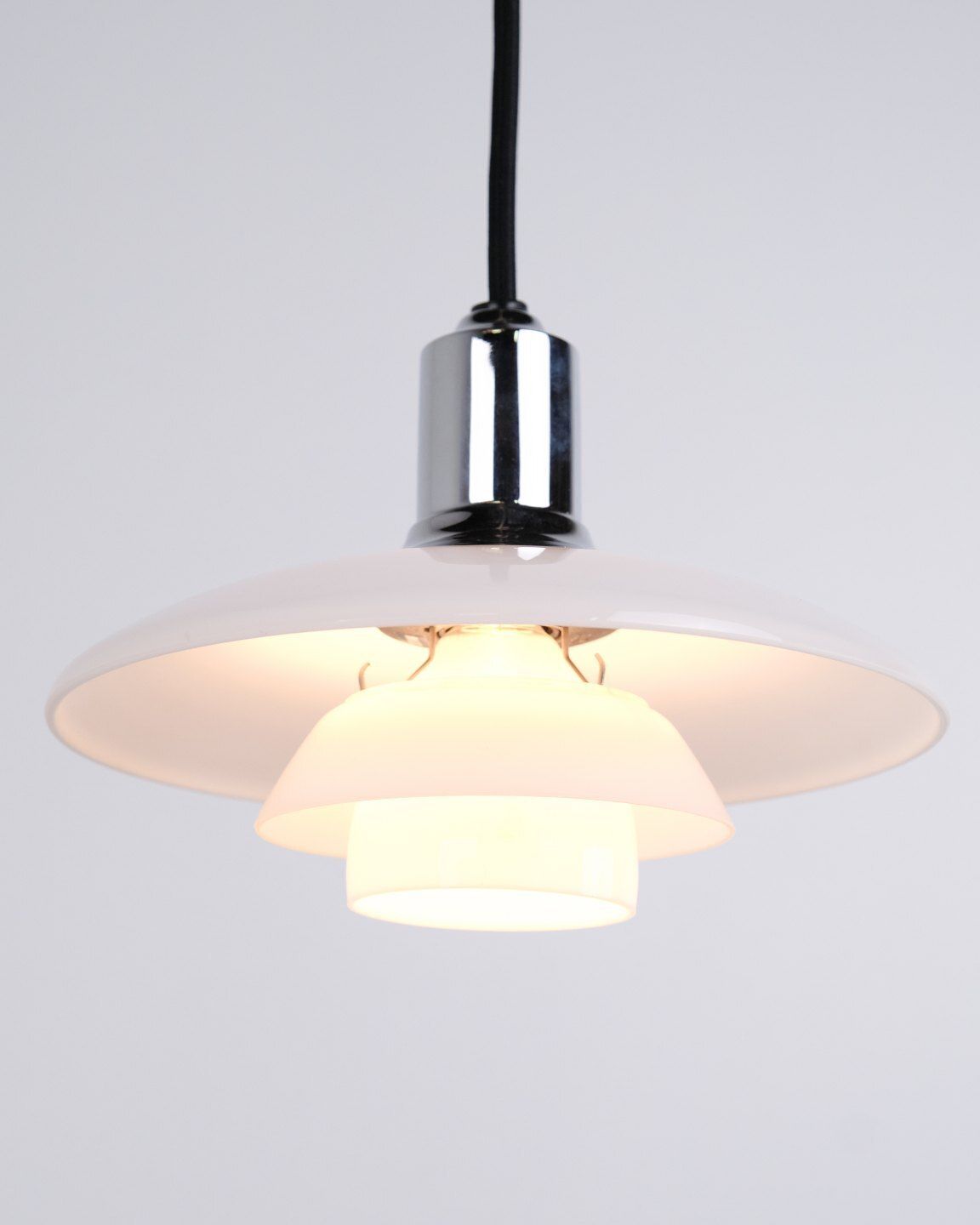 Poul Henningsen Pendant Lamp Model Ph 2/1 In Chrome For Louis Poulsen. photo vinterior